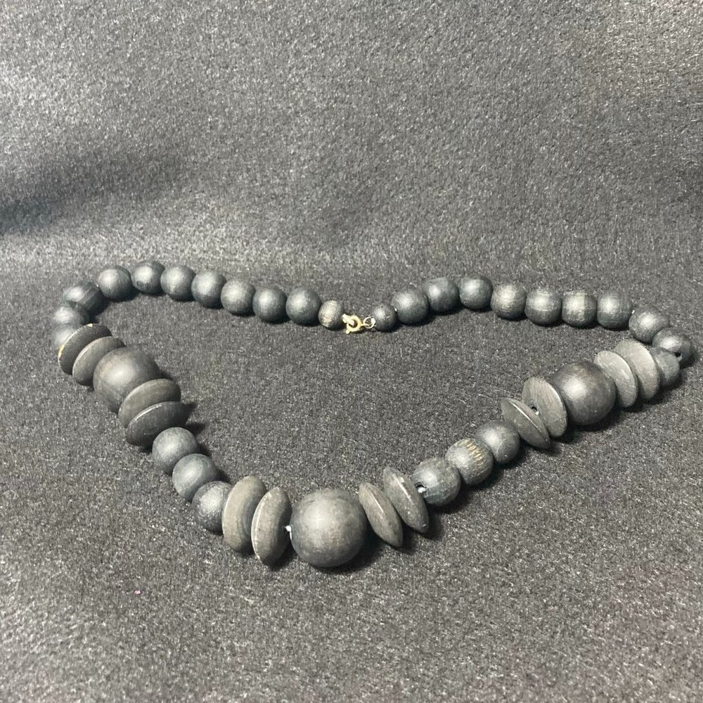 Necklace Chunky Black Wood